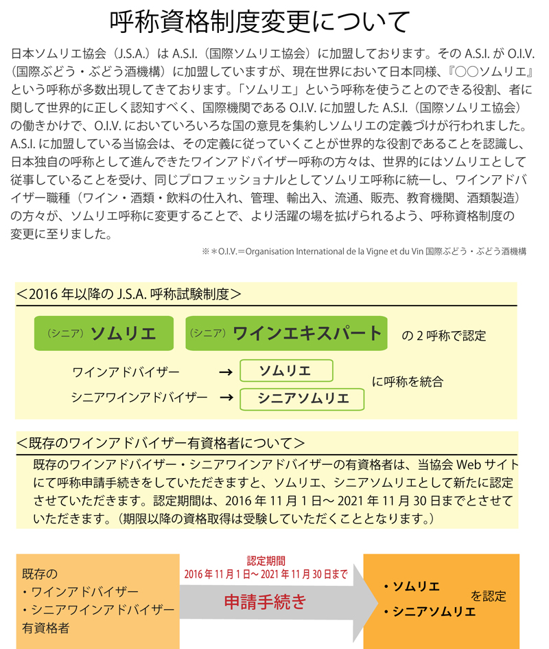 呼称資格認定試験 一般社団法人日本ソムリエ協会